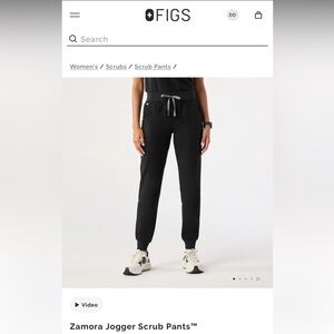 Figs Black Jogger Track Pants with Elastic Waistband
